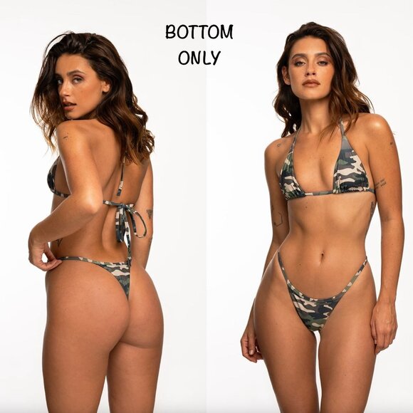 Khassani Swim IVY Thong Bikini Bottom in Army - Picture 1 of 8